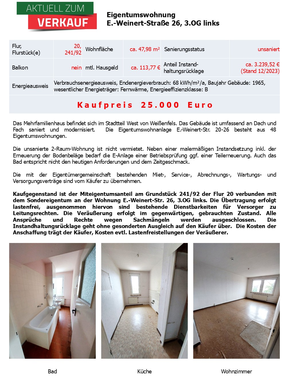 WEG Erich-Weinert-Str. 26, 3.OG links